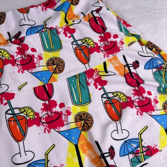 Queen Of The Court Colorful Cocktails Print Tennis Skort Skirt Women's Sz Medium - Picture 12 of 13